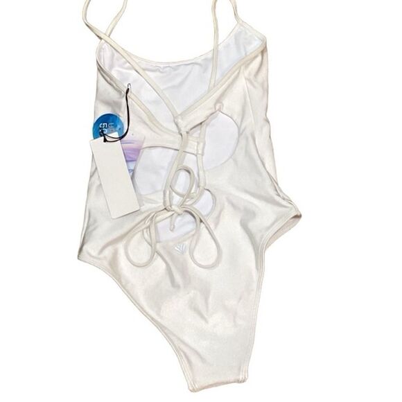 NWT Forever 21 White Sun my buns one piece bathing suit M - Picture 4 of 10